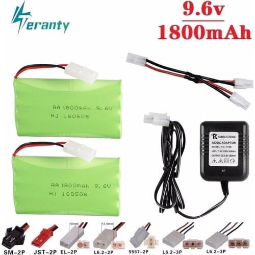 Upgrade 9.6v 1800mah NiMH Battery + charger For Rc Toys Cars Tanks Trucks Robot Gun Boat AA Ni-MH 9.6v Rechargeable Battery Pack