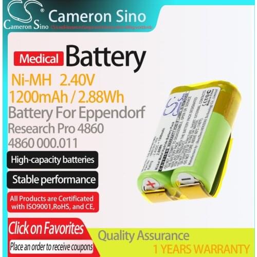 CameronSino Battery for Eppendorf Research Pro fits Eppendorf 4860 000.011 Medical Replacement battery 1200mAh/2.88Wh 2.40V