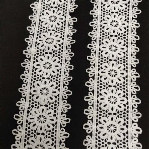65 mm Width White Hollow Out Floral Embroidered Lace Ribbon DIY Apparel Sewing Fabric Lace Tape Dress Clothing Decoration