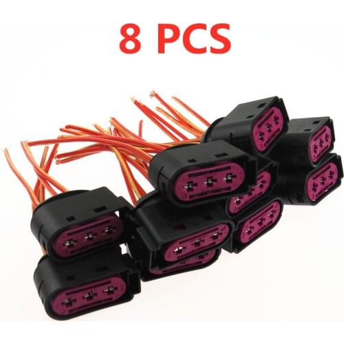 Qty8 Battery Fuse Box 3Pin Connect Plug Cable Pigtail 1J0937773 For Golf MK4 Jetta Bora Beetle Sharan Seat Leon Alhambra A3 TT