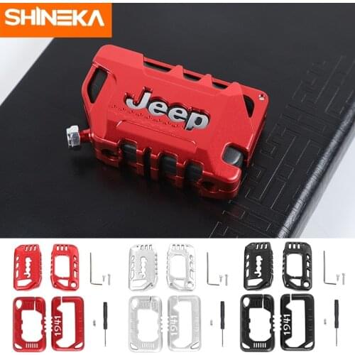 SHINEKA Keychain For Jeep Gladiator JT Car Key Cover Metal Full Protection Key Shell Accessories For Jeep Wrangler JL 2018-2021