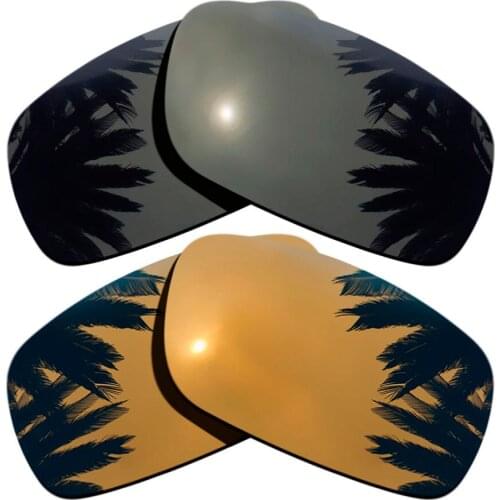 Black+Bronze Gold Mirrored Coating) 2-Pairs Polarized Replacement Lenses for Crankshaft 100% UVA & UVB Protection
