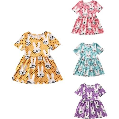 Citgeett New Easter Baby Girl Outfits Clothes Infant Kids Shorts Sleeve Dress Kids Rabbit Princess Party Sundress 2-6Yrs