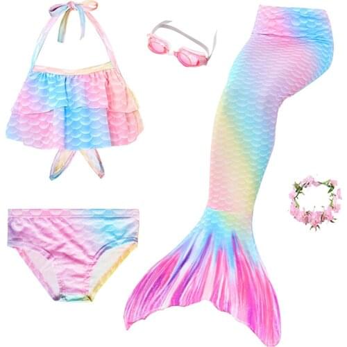Kids Mermaid Tails Swimwear for Little Mermaid Girls Swimsuit Bikini Set Bathing Suit Party Halloween Christmas Cosplay Costume