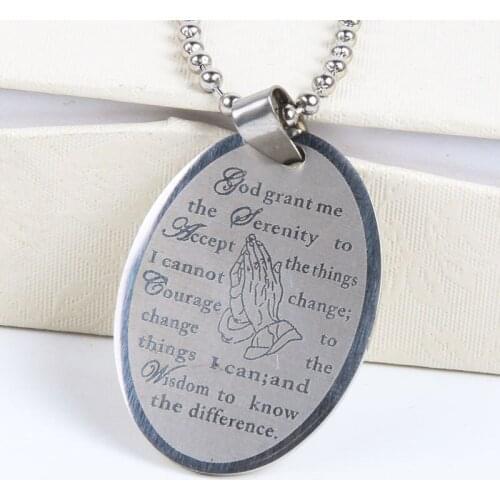 Europe and America Titanium Steel Cross Stainless Steel Tag Personality Handsome Silver Necklace Prayer Jesus Scripture Tag