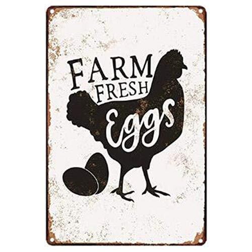 Farm Metal Tin Sign Plaque Fresh Eggs Metal Poster Chicken Egg Retro Tin Plate Kitchen Farm Man Cave Decoration C3 -Tin Sign