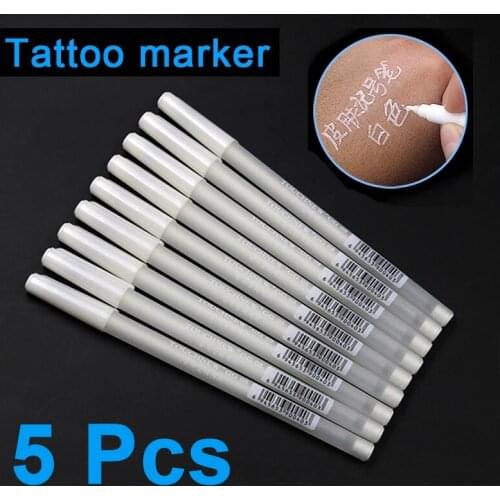 Hot 5pcs White Tattoo Marker Pen Tattoo Accessories Microblading Surgical Skin Eyebrow Marker Pen For Permanent Make up Supplies