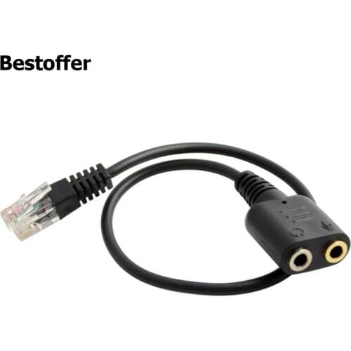 Headset Cable 2 X 3.5mm to RJ9 Jack Adapter Convertor PC Headset Telephone Using Free Shipping