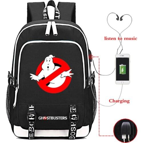 Beautiful Ghostbuster USB Charge Backpack Boys Girls Back to College Rucksack Men Women High Quality Mochila