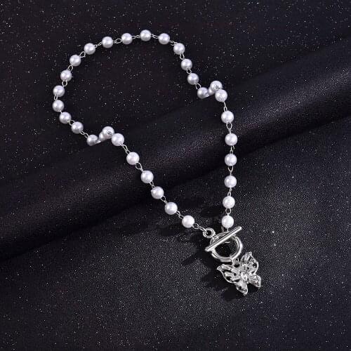 Fashion Choker Necklace Lovely Pearl BeadsPlated Butterfly Necklace Women Summer Holiday Romantic Gift Womens Neck Chain