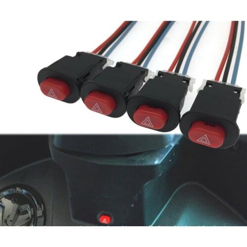 Motorcycle Switch Motorcycle Hazard Light Switch Button Double Flash Warning Flasher Emergency Lamp Signal with 3 Wires Lock
