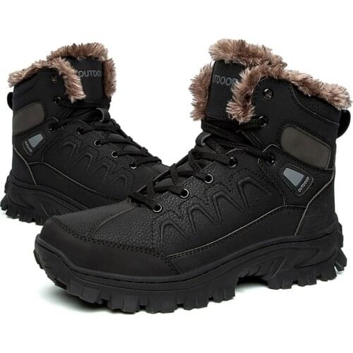 Size 40-48 Mens Warm Winter Ankle Boots Lace Up Shoes Snow Climb Waterproof Combat Thicken Desert Shoes Army 2Colors Plus