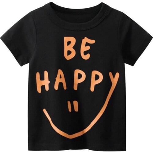 New short-sleeved T-shirt 2021 summer baby clothes girl smiling face printed jacket