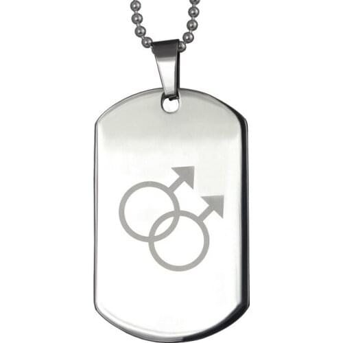Men Big Dog Tag Pendant Necklace for Woman Stainless Steel Choker Gay Lesbian LGBT Pride Lovers Jewelry Parade Demonstration