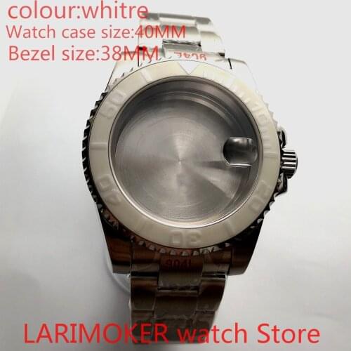 Suitable for NH35 NH36 Miyota 8215 40mm sapphire glass 904L stainless steel case sealing bottom cover, with bezel rubber color
