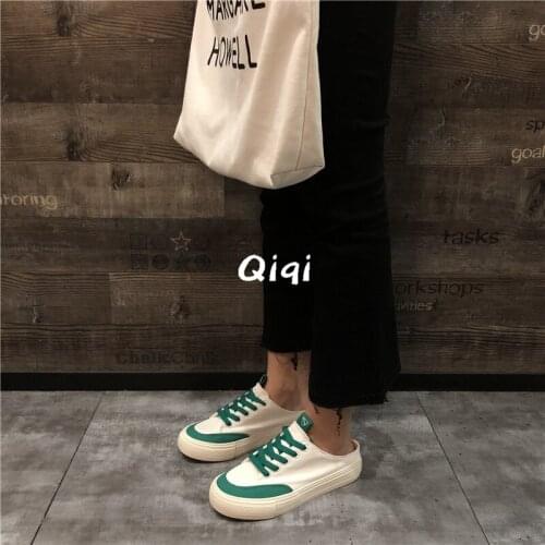 Half Drag Small White Shoes Women Canvas Shoes Female 2018 New Wild Korean Version Of The Cloth Shoes