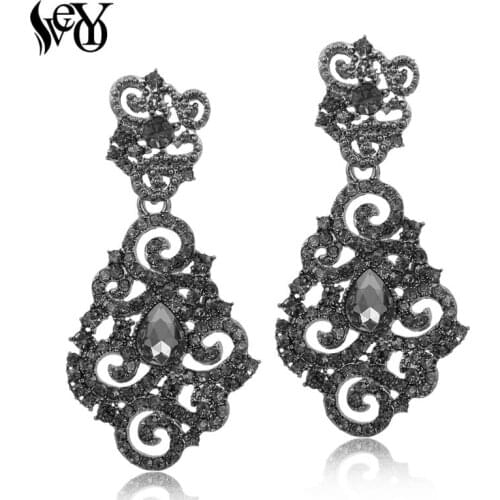 VEYO Crystal Rhinestone Dangle Earrings For women Hollow Fashion Jewelry brincos Pendientes