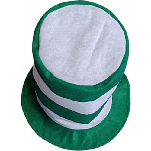 Irish Festival Party Green White Stripes Cap Unisex Adult Dress Up Masquerade Top Hat Decoration St. Patricks Day