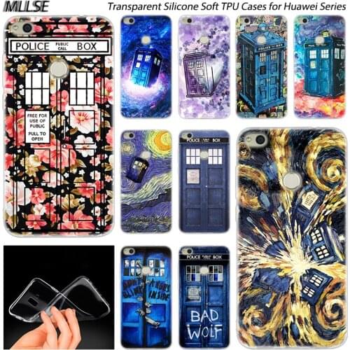 Floral TARDIS Tardis Doctor Who Silicone Case for Huawei NOVA 3 3i 4 Honor 7A Pro 7S 6X 7X 8X 8 9 10 Lite Play View 20 Cover
