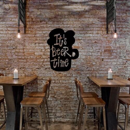 Silhouette Beer Mug Its Beer Time Wall Sticker Decal Resto-Bar Vinyl Removable Sticker Wall Art Decoration A00950