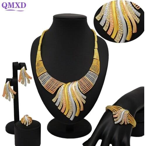 Bridal Jewelry Sets Necklace Earrings Fashion Dubai Gold Jewelry Sets for Women Nigerian Wedding Set Jewelry
