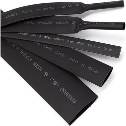 1M/5M Black Heat Shrink Tubing Insulated Sleeving wire Connector Protector Heat Shrink Tube Wire Cable sleeve Assorted