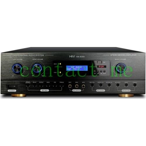 Hivi HA8300 Karaoke Background Music High Power Amplfier 250W*2 With Remote Control, 5-way Microphone Input