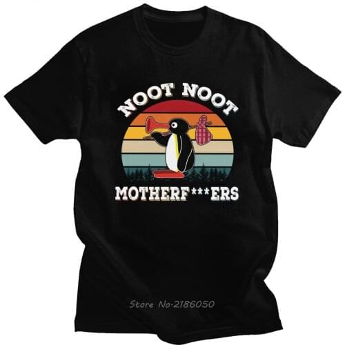 Funny Noot Noot Pingu Meme T Shirt Vintage Short Sleeves Cotton Graphic T-shirt O-Neck Casual Pinguin Lover Tee Gift Harajuku