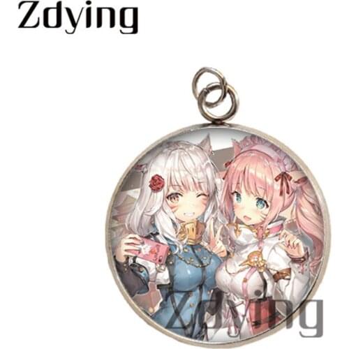 Zdying 2020 Fashion Jewelry Stainless Steel Japan Anime Girl Pendant Glass Cabochon Image Dome Charm Cartoon Accessories CN051