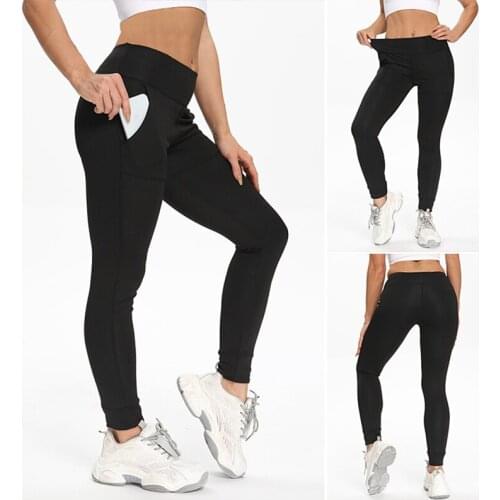 Womens Sweatpants Running Fitness Moisture Wicking Pocket Yoga Pants Leggings Black