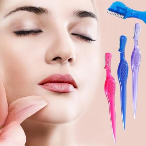 1PC Eyebrow Trimmer Women Face Eyebrow Hair Removal Safety Razor Trimmer Shaver Straight Handle Color Random Lightweight