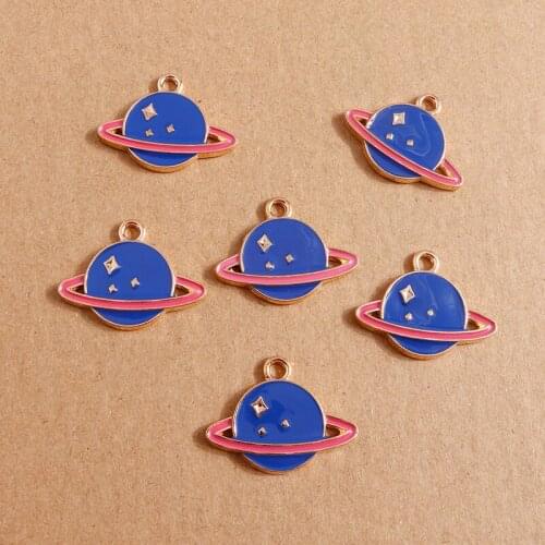 10pcs/lot 26x20mm Enamel Stars Planet Connectors Charms for Making Pendants Necklaces Earrings DIY Handmade Jewelry Findings