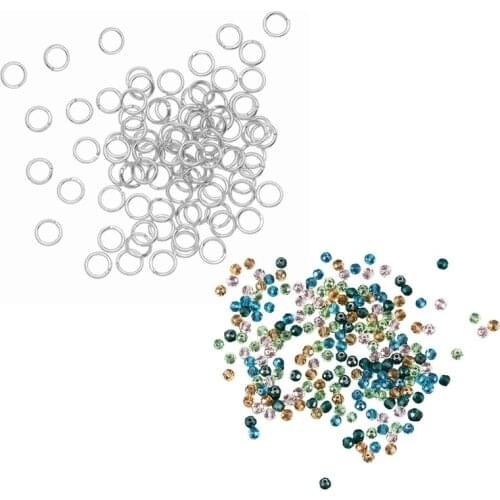 500Pcs Open Jump Rings for Jewelry Making, 4mm, Silver Color ​& 200Pcs Mixed Crystal Quartz Faceted Beads 4mm