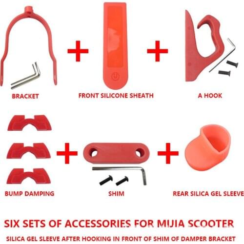 For Xiaomi Mijia M365 Scooter Accessories Combination Set Bracket Hook Damping Gasket front and rear Silicone Sleeve