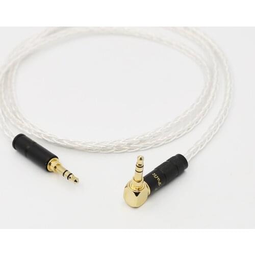 Audiocrast 8Cores Silver Plated 3.5mm Extension Audio Cable 3.5mm right angled to straight male Earphone HeadphoneStereo AUX