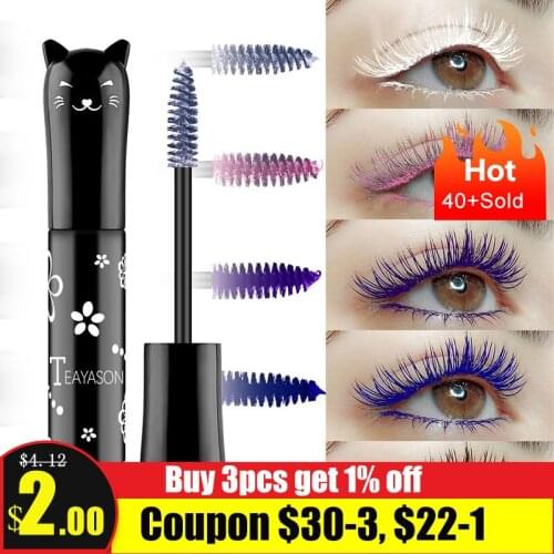 Teayason white mascara 6 colors gradient rose pink eyelash cream waterproof long lasting curling thick 4D blue mascara AM089