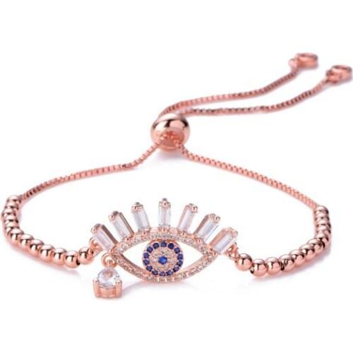 Evil Eye multicolor micro pave cz zircon cubic zirconia Bracelet Adjustable silicone silver gold plated Charm Snake Chain ij24