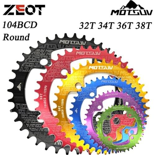 MOTSUV 104BCD Round Narrow Wide Chainring MTB Mountain Bike Bicycle 104BCD 32T 34T 36T 38T Crankset Tooth Plate Parts 104 BCD