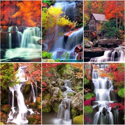 CHENISTORY Acrylic Frame Diy Painting By Numbers Kits Waterfall Picture Wall Art Handpainted Oil Painting For Home Decors Artwor