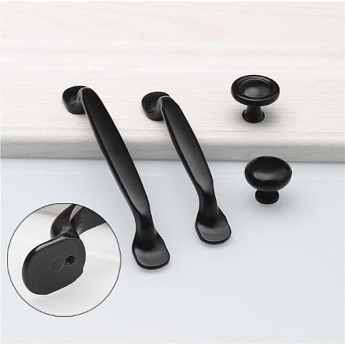 Aluminum Alloy Black Cabinet Handles American Style Solid Kitchen Cupboard Pulls Drawer Knobs Furniture Handle Hardware