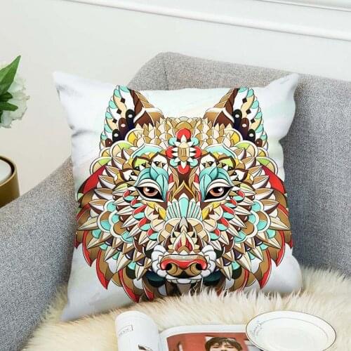 Double-Printed Wolf Cushion Cover Pillowcase Animal Sofa Decorative Nordic Home Decorative Sofa Throw Pillows 45x45cm