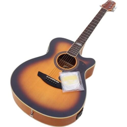 Electro acoustic guitar with EQ tuner 40 inch 6 string cutway sunburst color folk guitar acoustic electric guitar