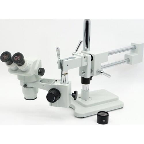 FYSCOPE 3.35X-45X ! DOUBLE BOOM STAND BINOCULAR HEAD STEREO ZOOM MICROSCOPE +144pcs LED