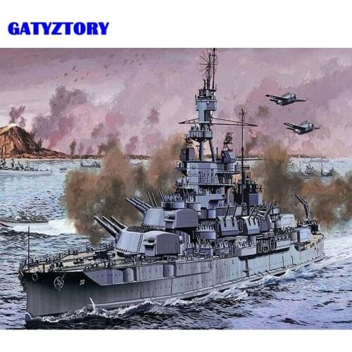 GATYZTORY Painting By Numbers Warship DIY Oil Drawing Home Decoration Digital Painting On Canvas Wall Set