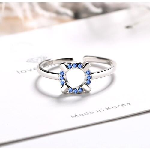 Classic Silver 925 Rings For Women With Small Round Shape Sapphire Zirconia Gemstones Ring Wedding Party Wholesale Gift