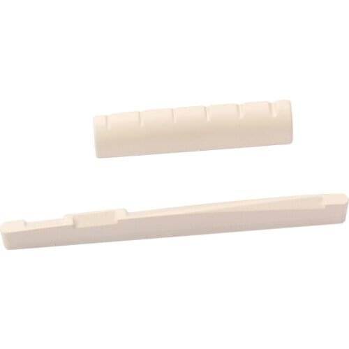 Set Of Head Nut + Bridge Saddle For Classical Acoustic Guitar - White