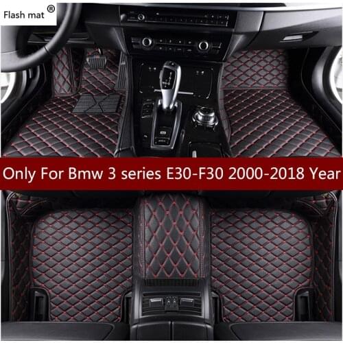 Flash mat leather car floor mats for Bmw 3 series E30_E36_E46_E90_E91_E92_E93_F30 2000-2018 Custom foot automobile carpet cover