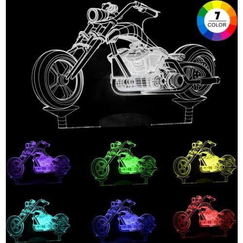 New Creative Motorcycle 3D LED Night Lights RGB 7 Colors USB Touch Bedroom Table Lamp Home Party Decor Kids Gift Lava