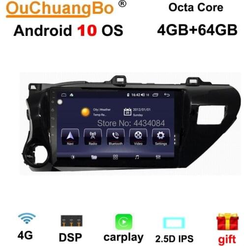 Ouchuangbo car radio gps head unit for Toyota Hilux 2015-2018 support 8 core 1080P carplay DSP split screen 4+64 android 10 OS