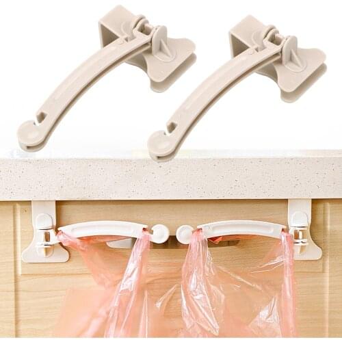 Plastic Trash Hanger Racks Cupboard Door Hanging Holder For Storage Bag Kitchen Cabinet Garbage Bags Hooks 2 Pcs/Pack